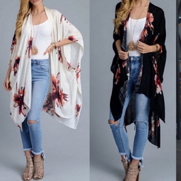 Bellanblue Accessories - Floral Kimono - BLACK